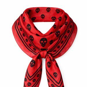 Raj - 100% Silk - Skull Print Scarf Square - One Size - Like New